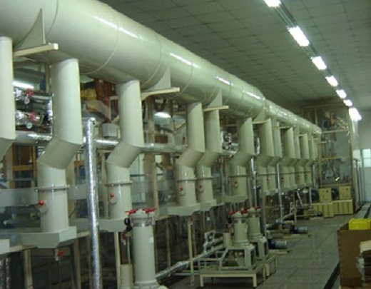 Gantry type plating line exhaust system